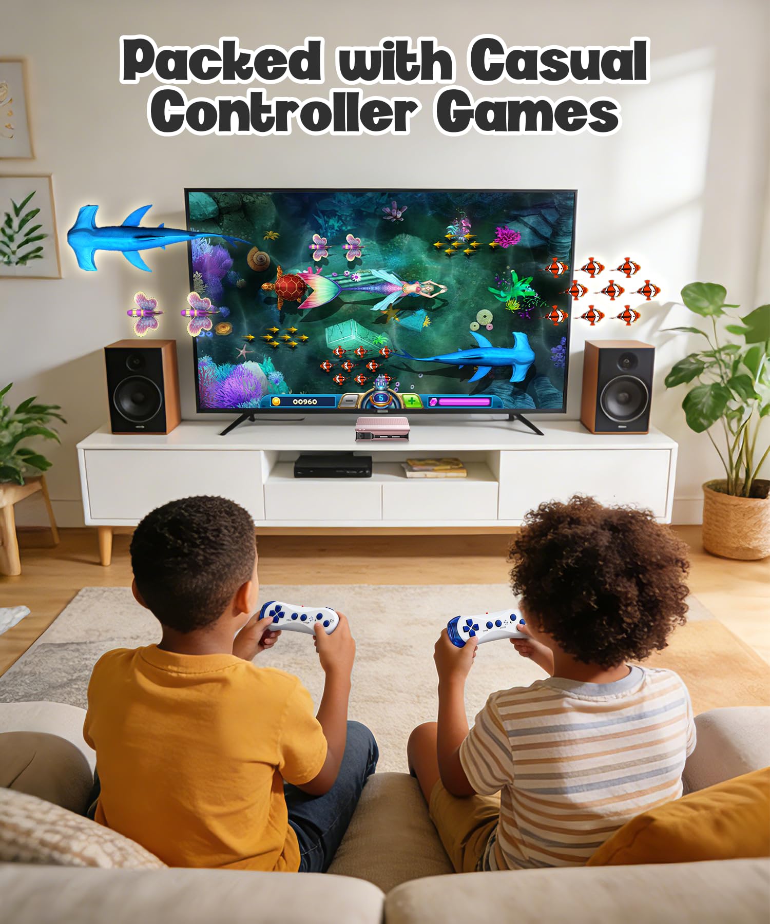 Consola de Juegos con Detección de Movimiento para Niños, Sistema de Videojuegos Plug & Play para TV, Ideal para Ejercicio en Casa, Noches de Juegos en Familia, Fiestas y Reuniones