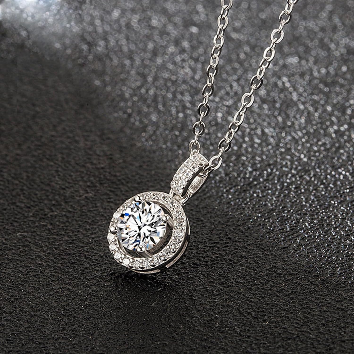 Round Moissanite Necklace, 925 Sterling Silver 1.0 CTW D Color VVS1 Simple Dainty Pendant Wedding Christmas Gift for Women, Reunion Collection - Image 4