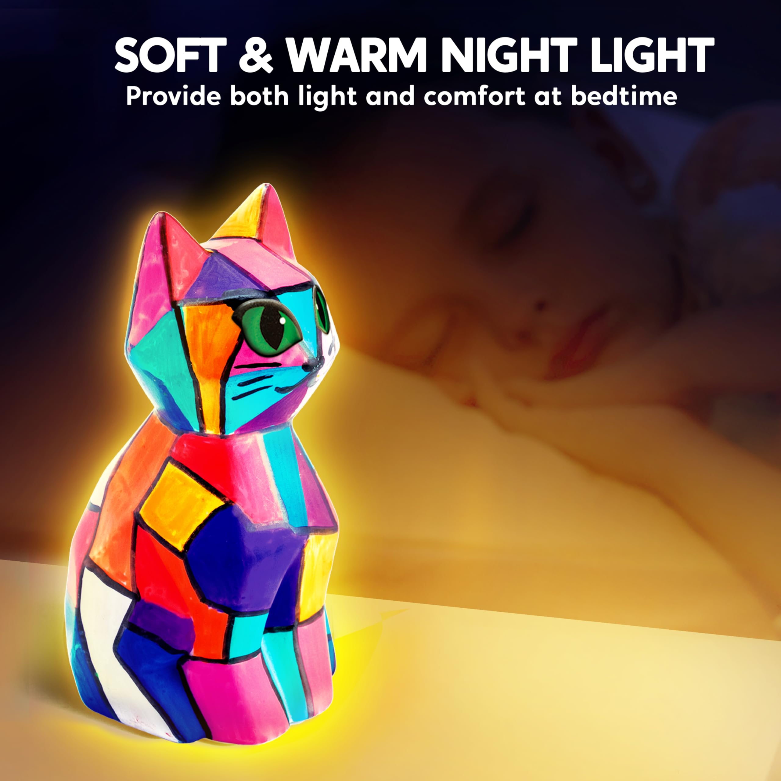 Zestaw do majsterkowania Klever Kits Lampa Kocia dla dzieci od 6+ lat, zestaw do majsterkowania dla dziewczynek w wieku 6, 7, 8, 9, 10, 11, 12 lat, kreatywne prezenty dla dziewczynek, zabawka Kocia