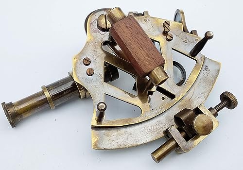 Miniatura 5 de FYNJREX Latón sólido Marine Sextant Astrolabe Reproducción Antigua Náutica Marítima Náutica Instrumento Celestial