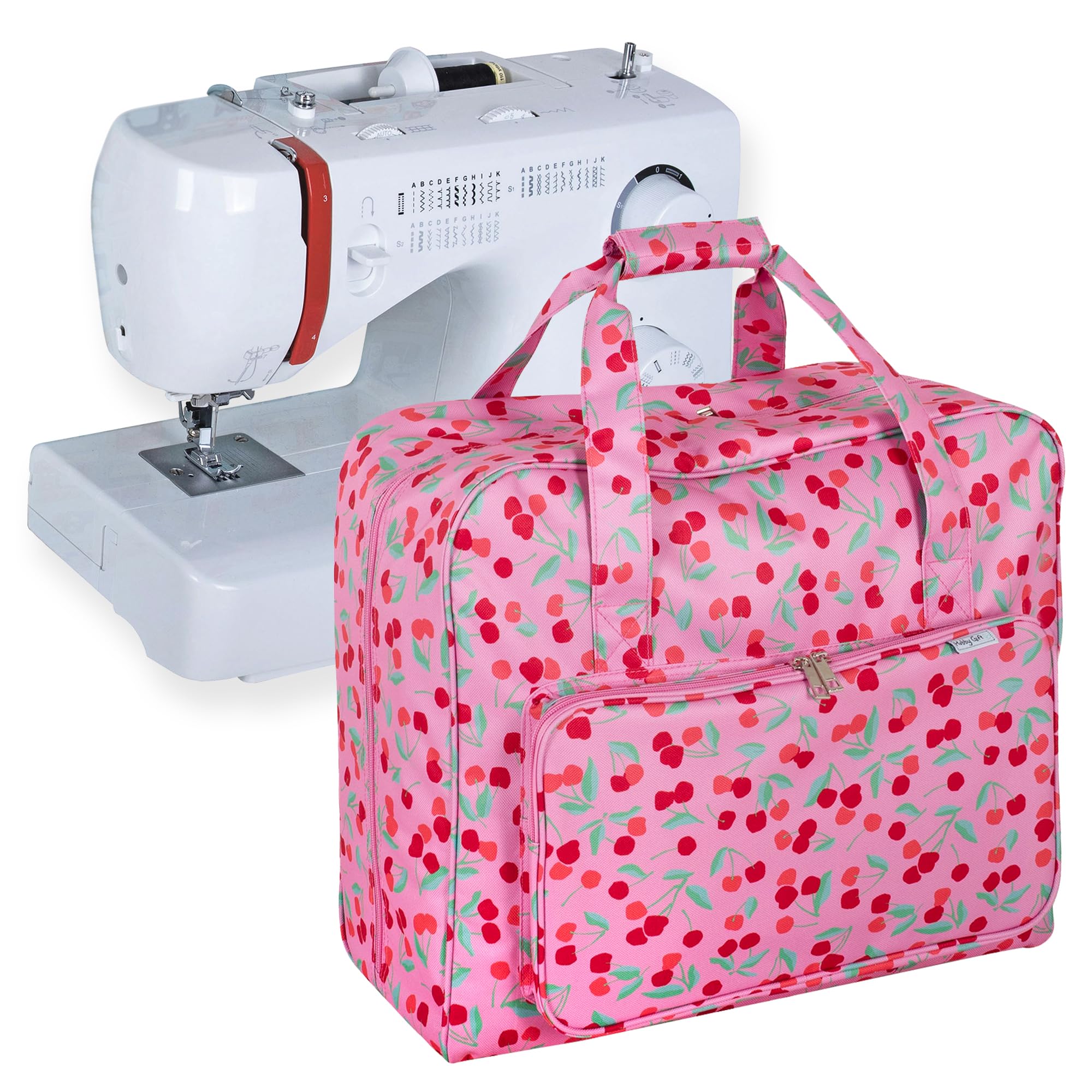 Hobby Gift Sewing Machine Bag - Heavy Duty Padded Carry Bag with Zip Closure, Water-Resistant Large Sewing Bags and Storage for Supplies - 20 x 44 x 38cm, Cherry