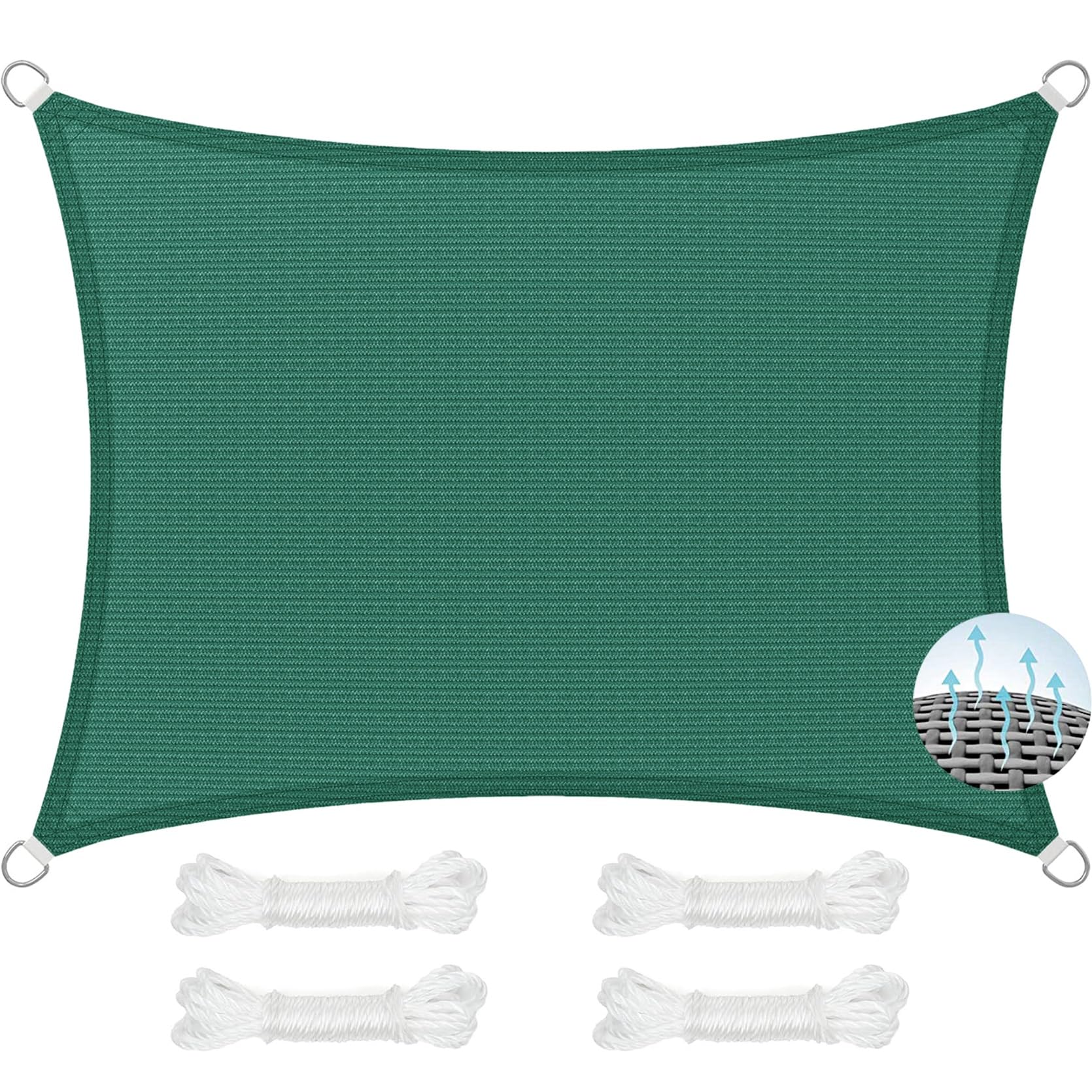 Voile d'ombrage pour extérieur, 230 x 500 cm, résistant aux UV, respirant, idéal pour jardin, terrasse, arrière-cour et espaces extérieurs Vert foncé