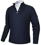 Pioneer Camp Men's Cable Knit Pullover Sweater Casual Long Sleeve Stand Collar Snap Button Knitted Sweaters Fall Winter