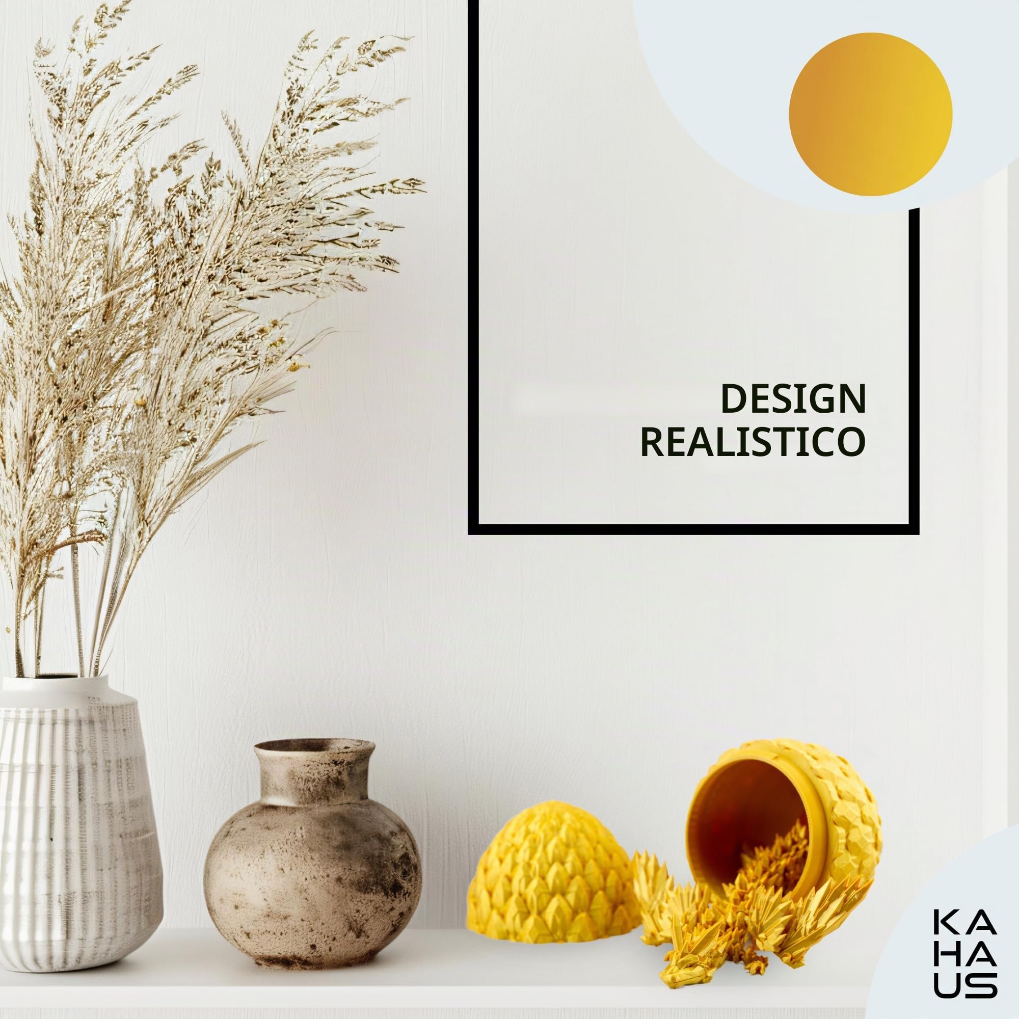Drago 3D nell’Uovo – Figurina Decorativa da Collezione 20 cm con Uovo da 10 cm, Drago Dorato con Parte Mobile, Decorazione Fantasy (14+)