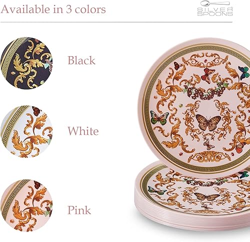 Miniatura 3 de Platos de plástico de jardín de mariposas para fiesta (10 unidades) Juego de vajilla desechable resistente de 10.25 pulgadas, platos de aspecto fino
