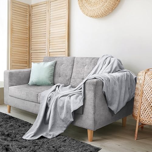 Miniatura 5 de Utopia Bedding Manta 100% algodón (tamaño matrimonial, 90 x 84 pulgadas), manta térmica ligera de 350 GSM, manta térmica suave y transpirable para
