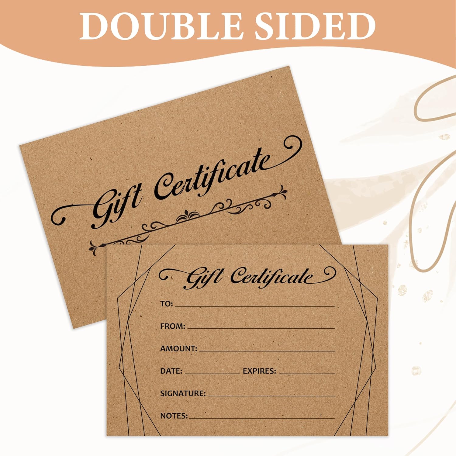 Blank Gift Certificates for Business, Set of 50 Custom Gift Cards with Envelopes for Vouchers, Spa, Salon, Restaurants, 4 x 6 Inch,Client Vouchers - Image 3
