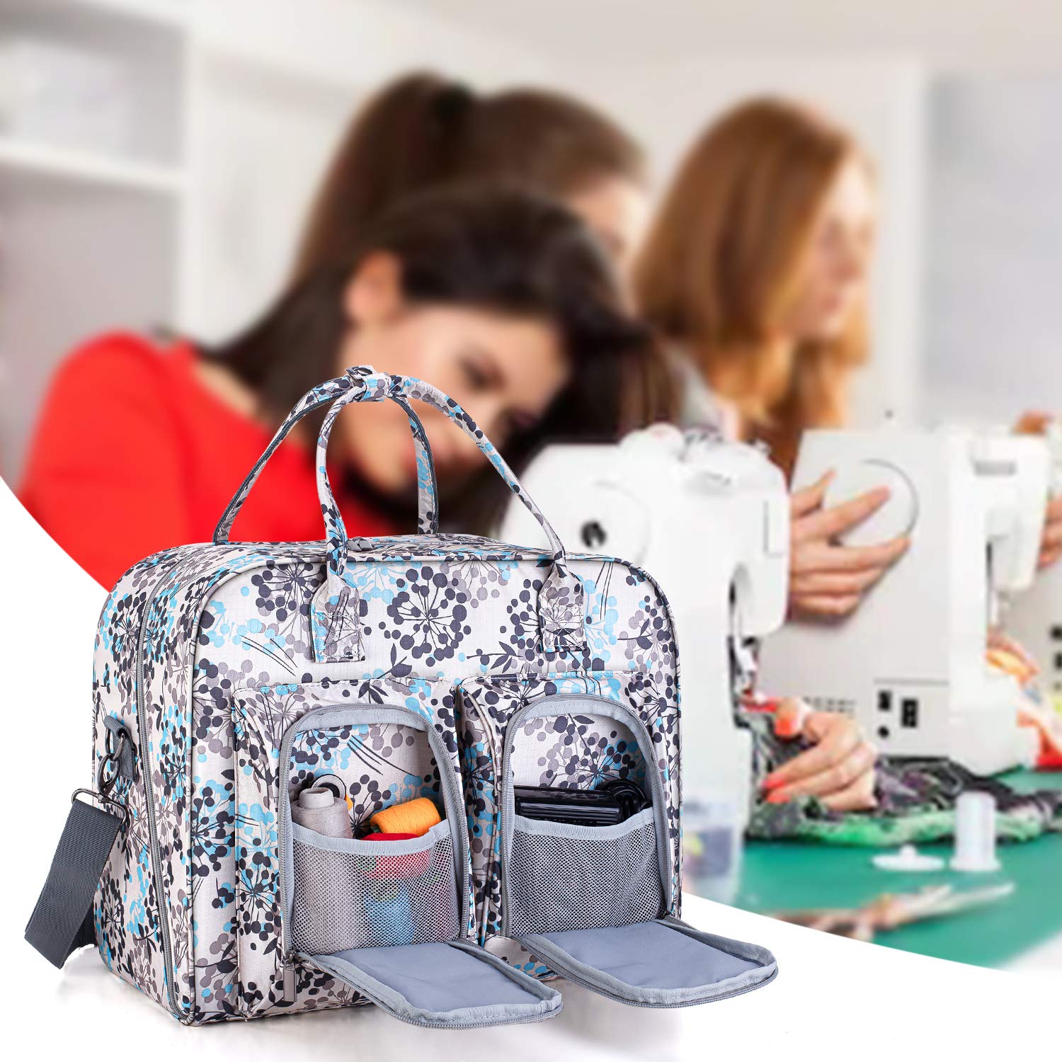 Teamoy Borsa per Macchina da Cucire, Borse da Trasporto per Macchina da Cucire, Costudio per Macchina da Cucire, Borsa a Macchina da Cucire con tavola di legno per sostenere il fondo