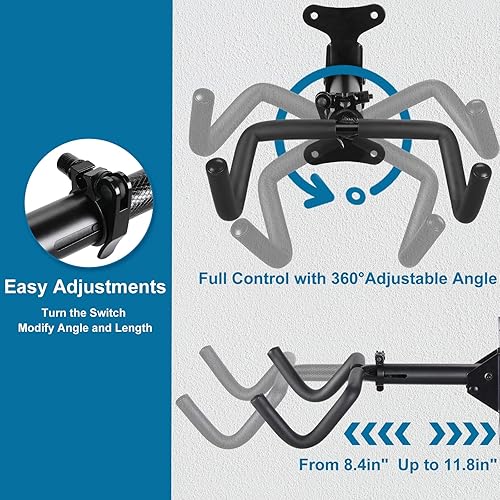 Miniatura 3 de Urban Deco Soporte de pared para bicicleta de 66 libras, capacidad de carga extensible, 6 pulgadas, soporte para bicicleta, garaje, diseño