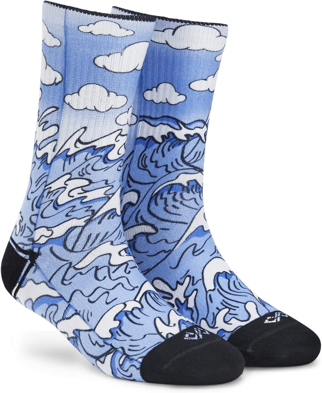 Men & Women Crew Length Socks (Waves) (Pack of 1 pair; Multicolour; Anti-Odour; Breathable; Durable) (Small-Fits Shoe Size India/UK 4-7)(Large-Fits Shoe Size India/UK 8-10)