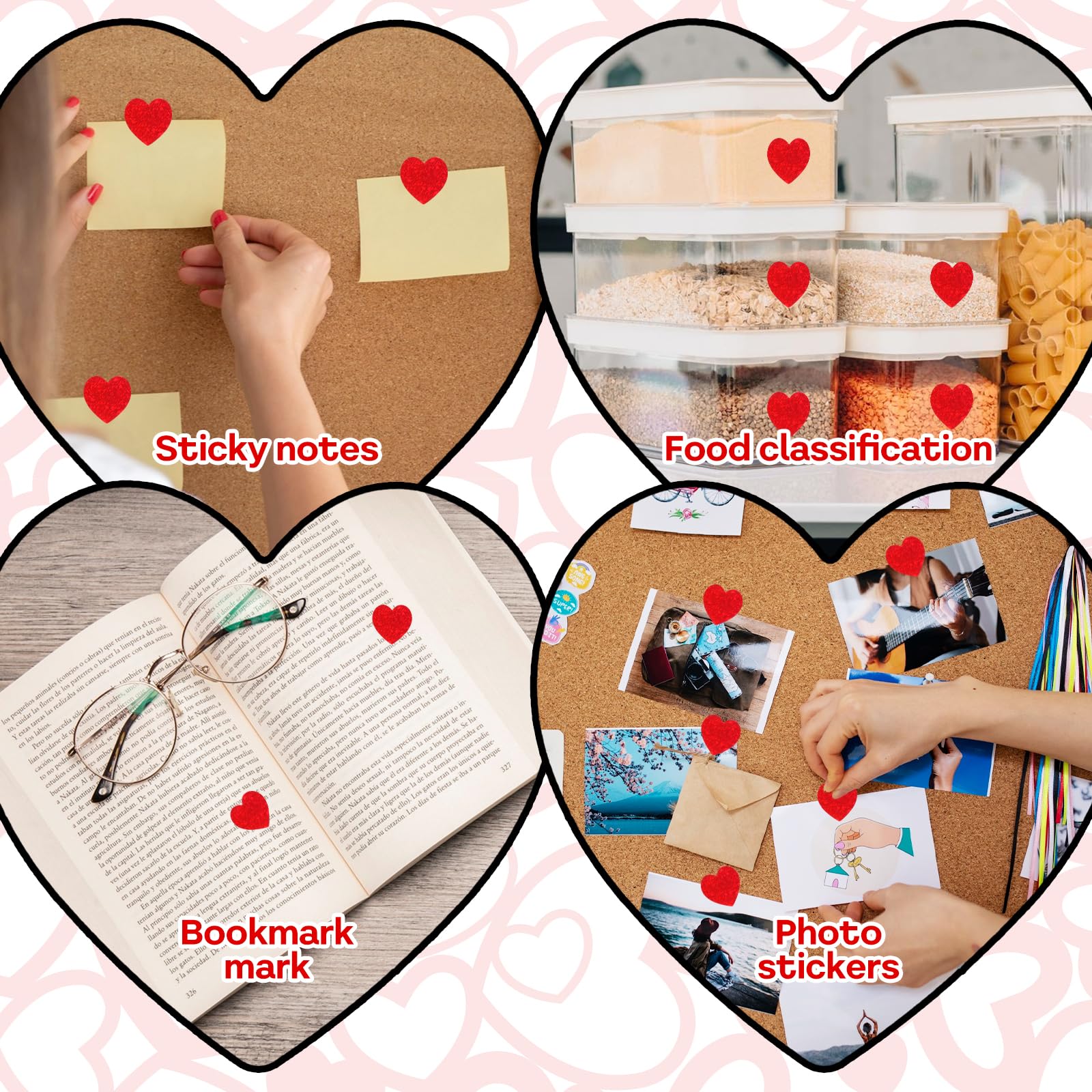 Adesivi a forma di cuore per San Valentino, 500 per rotolo