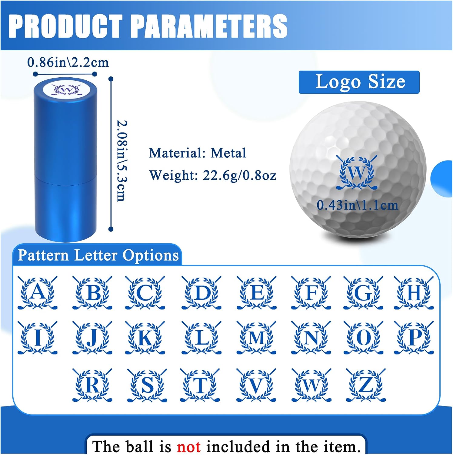 LACGO Golf Ball Stamp, Golf Ball Stamper, Reusable Self-Inking Golf Ball Stamp Marker to Identify Golf Balls, Golf Gifts Golf Accessories for Men and Women Golfers(Letter W) image 2