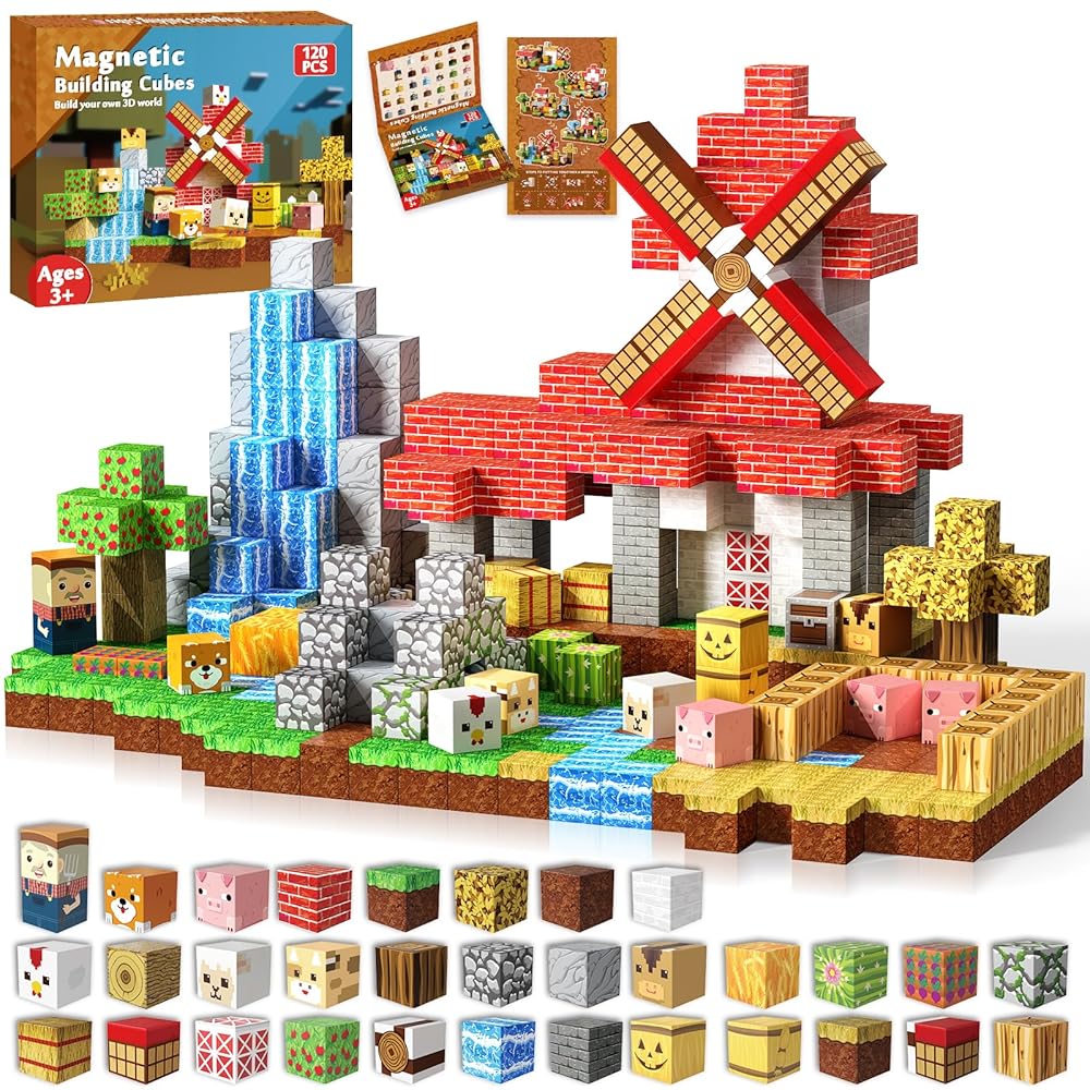 Goody King Magnetic Blocks | 120PCS Magnetic Building Blocks,Magnetic Farm Animal Homes,STEM Montessori Sensory Toys for Toddlers Kids Boys Girls Ages 3 4 5 6 7 8 9 10 Christmas Birthday Gifts