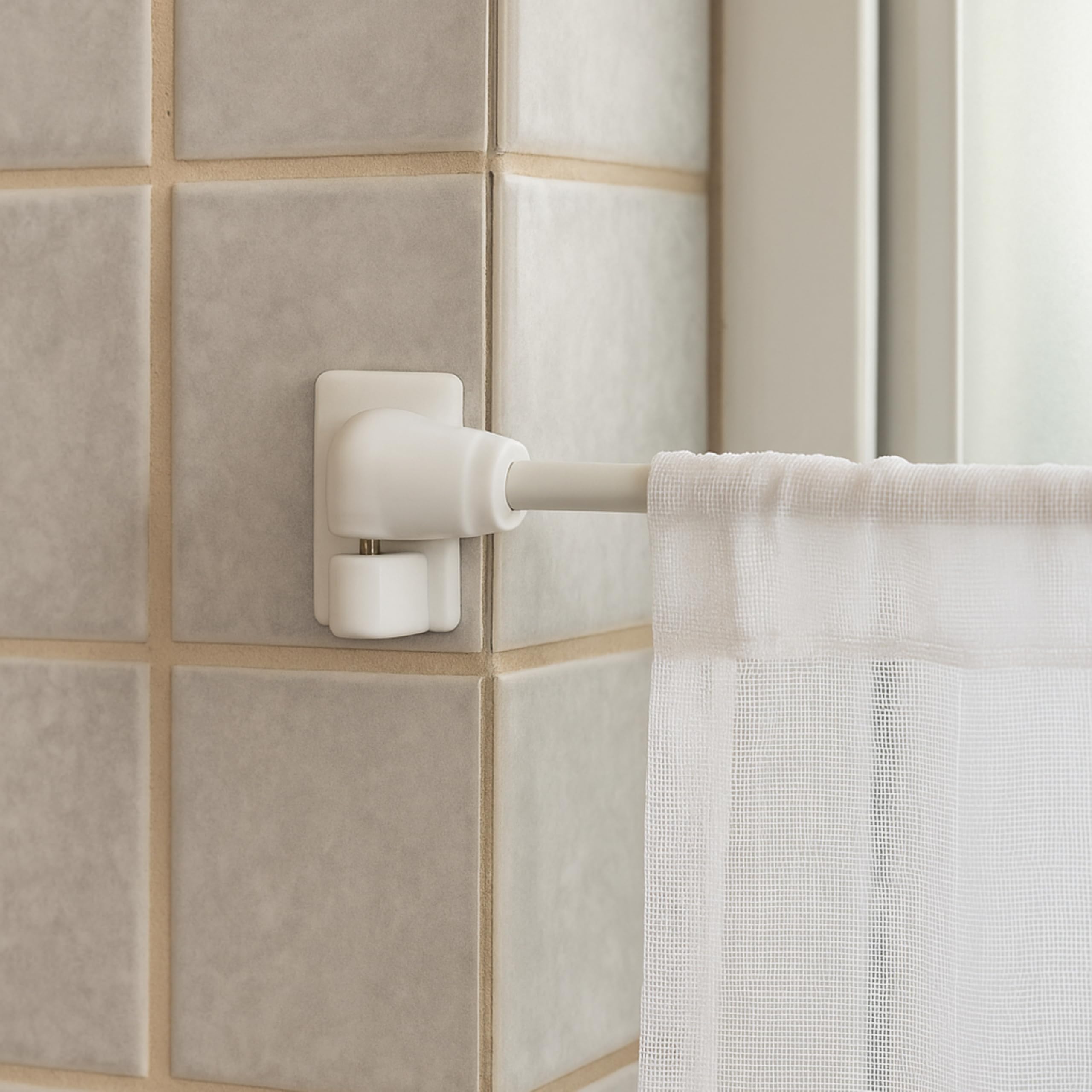 2 stuks gordijnhouders voor muur, L-vormige zelfklevende gordijnhaken, gordijnhouder voor badkamer, thuis, kantoor gordijndecoratie (wit