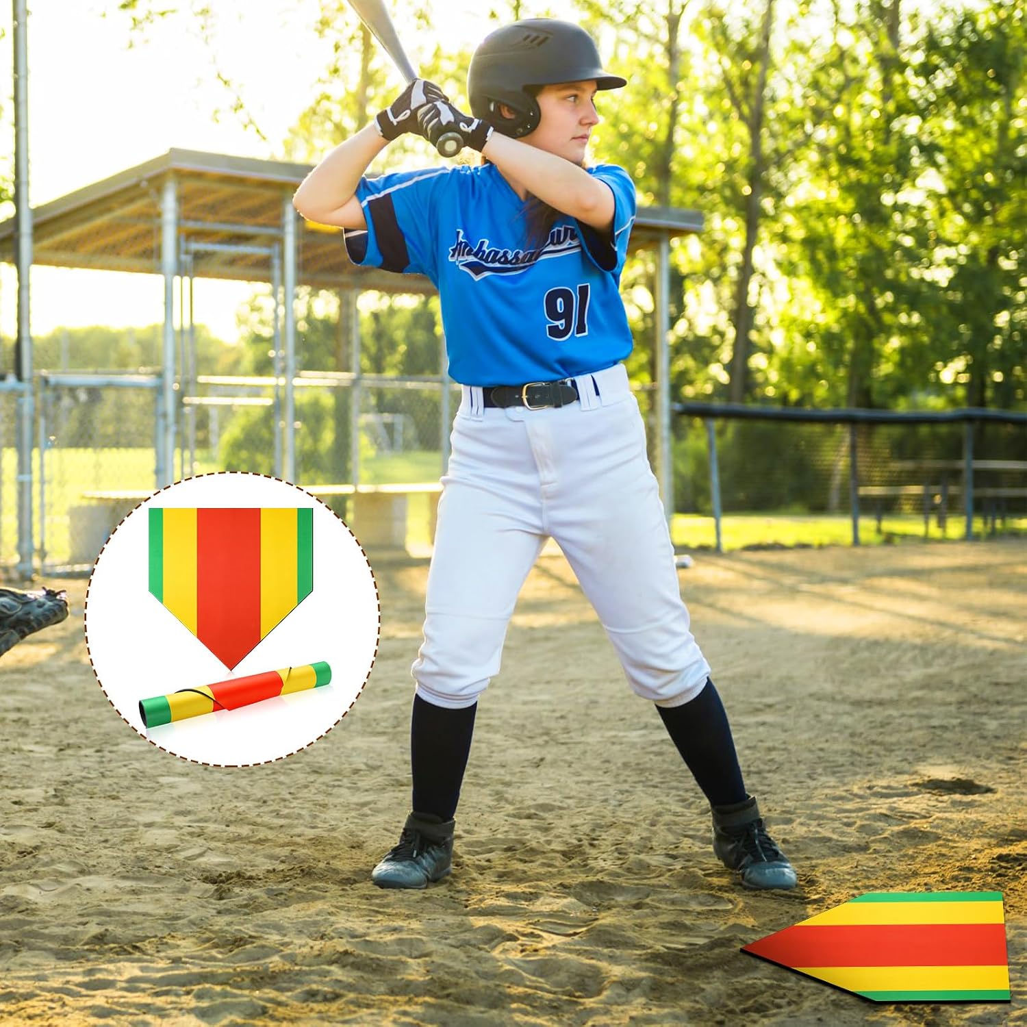 WinnerWhy Baseball Training Home Plate 17 Inch Colored Pitching Plate Softball Baseball Bases Tools for Pitching and Hitting Practice