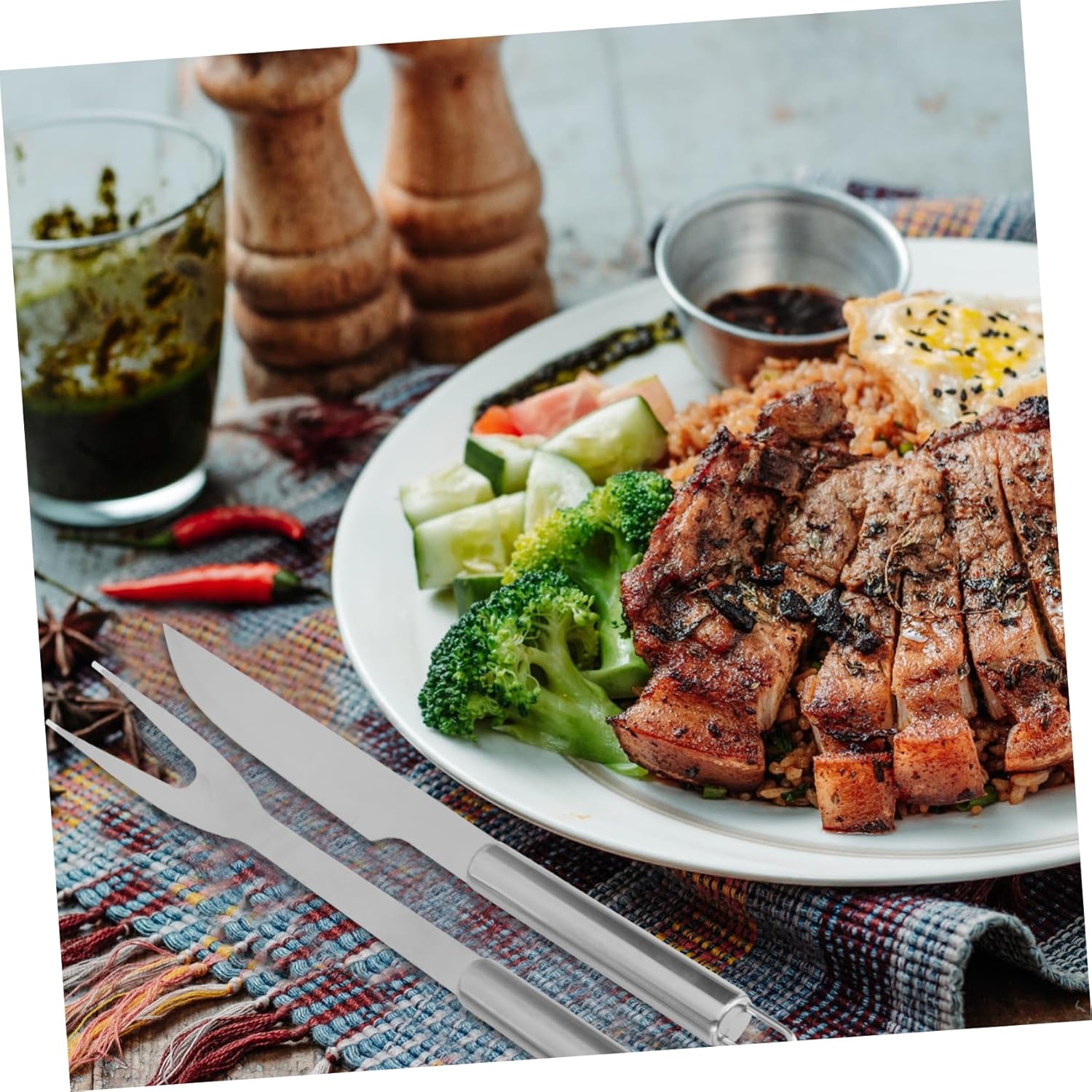 VANZACK BBQ Tool Set Outdoor Grill Utensils Aluminum Case Barbecue Accessories for Camping Picnics