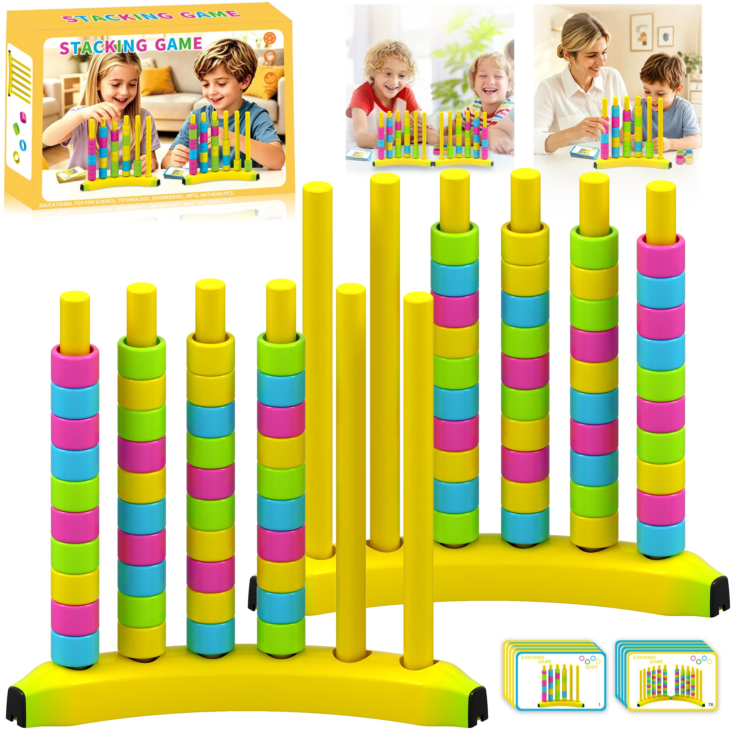 PICKSMOCUB 2PCS Colour Stack Challenge Game – Fast Colour Matching Stacking