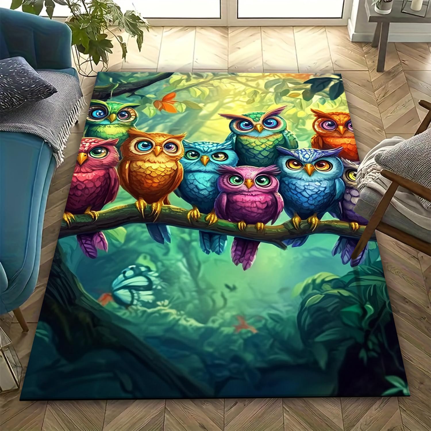 Tapis 3D animal hibou 140x200 cm pour chambre enfant et grand salon