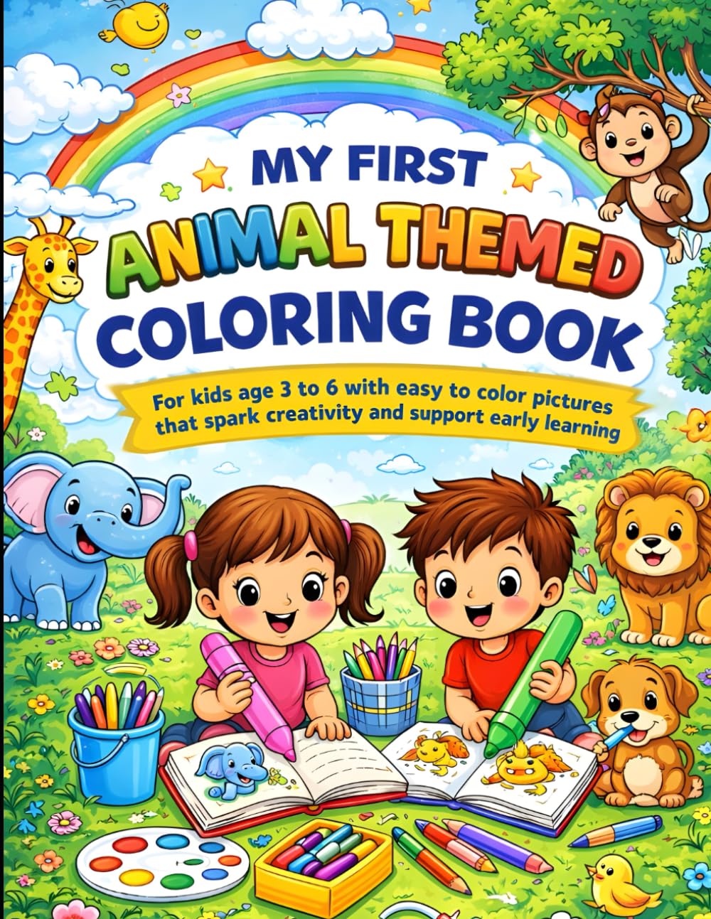 Fun and Easy Animal Coloring Pages for Kids Ages 3–6: Fun Simple Animals to Color for Little Kids Ages 3–6