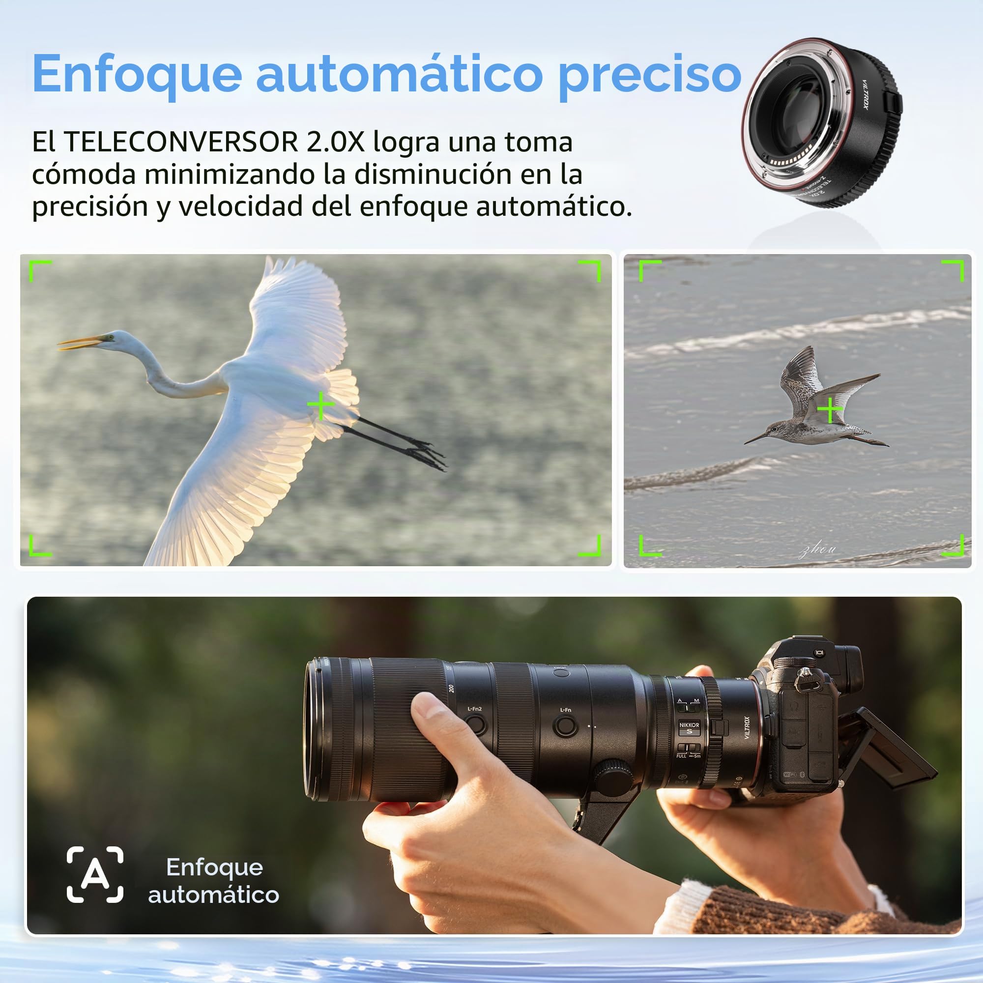 VILTROX Teleconvertidor TC-2.0X para Nikon Z Mount Teleobjetivo Extender Lente de enfoque automático compatible con NIKKOR Z 70-200mm f/2.8 VR S