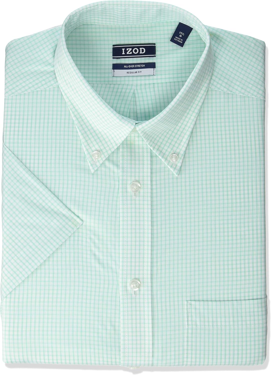 IZOD Men's Regular Fit Short Sleeve Check Dress Shirt