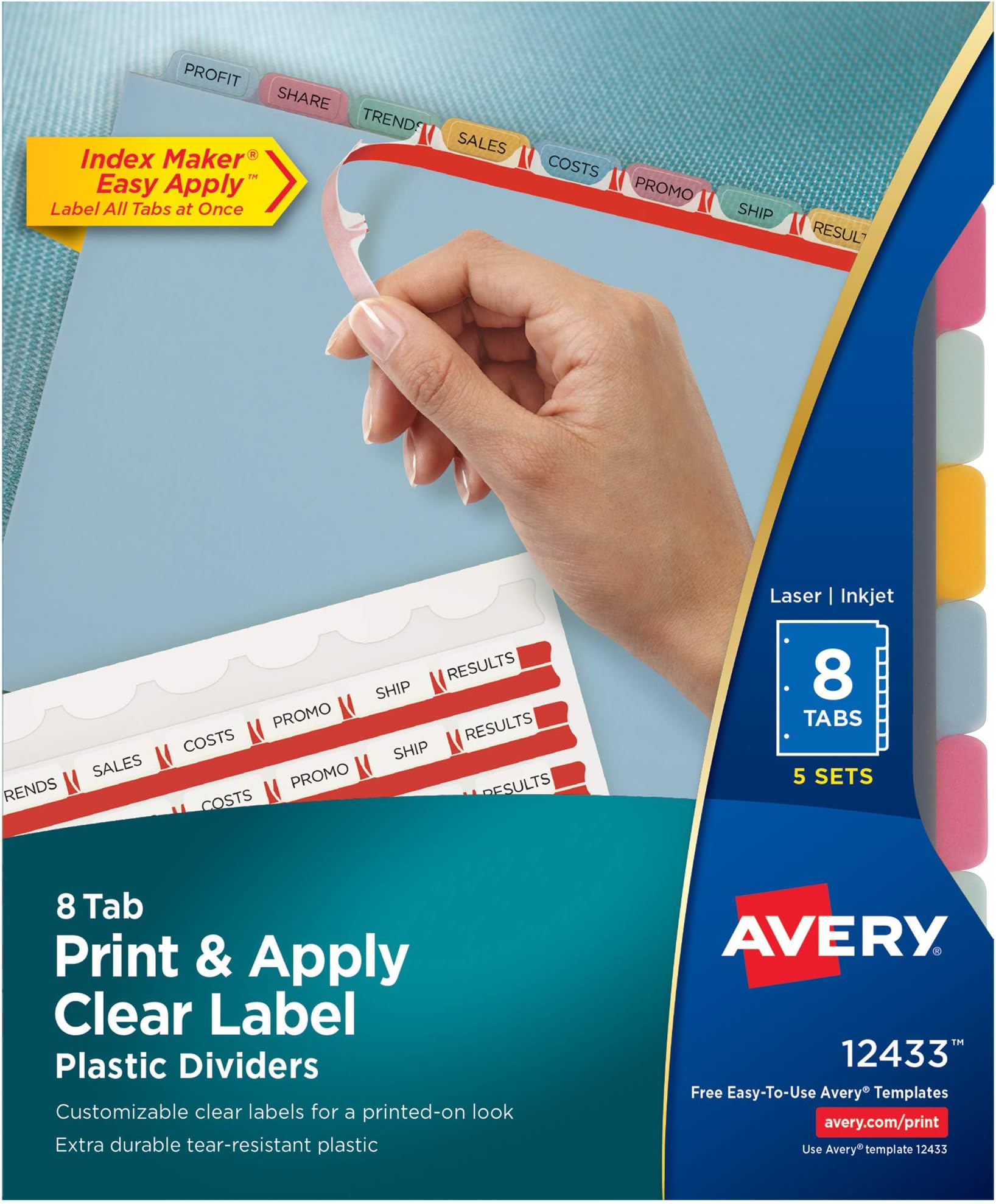 avery easy apply 8 tab