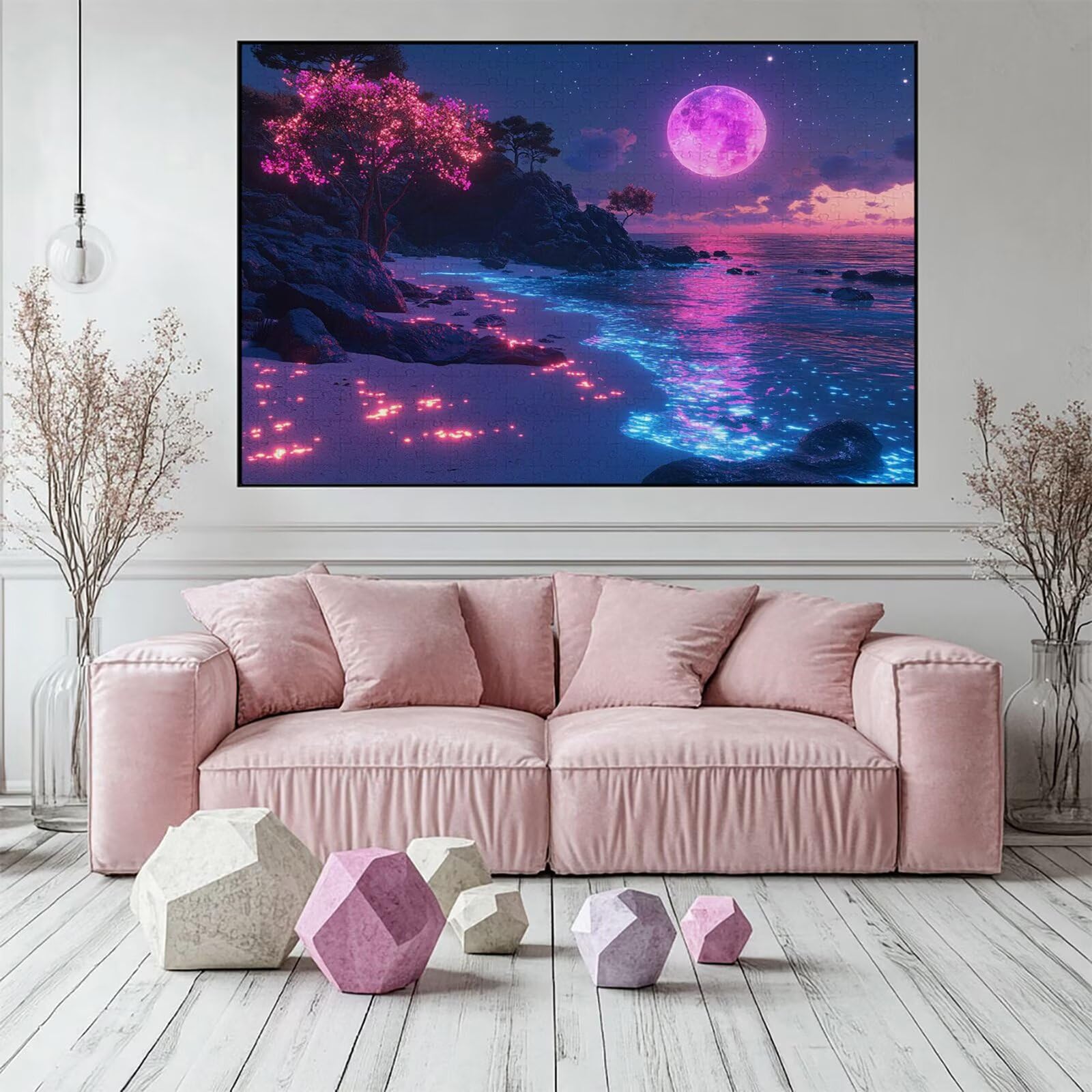 Puzzle 5000 elementów plaża puzzle dla dorosłych księżyc 156 x 105 cm unikalne rzemiosło klasyczne 3D drewniana układanka do rodzinnych gier biznesowych, układanka do samodzielnego wykonania nawet do