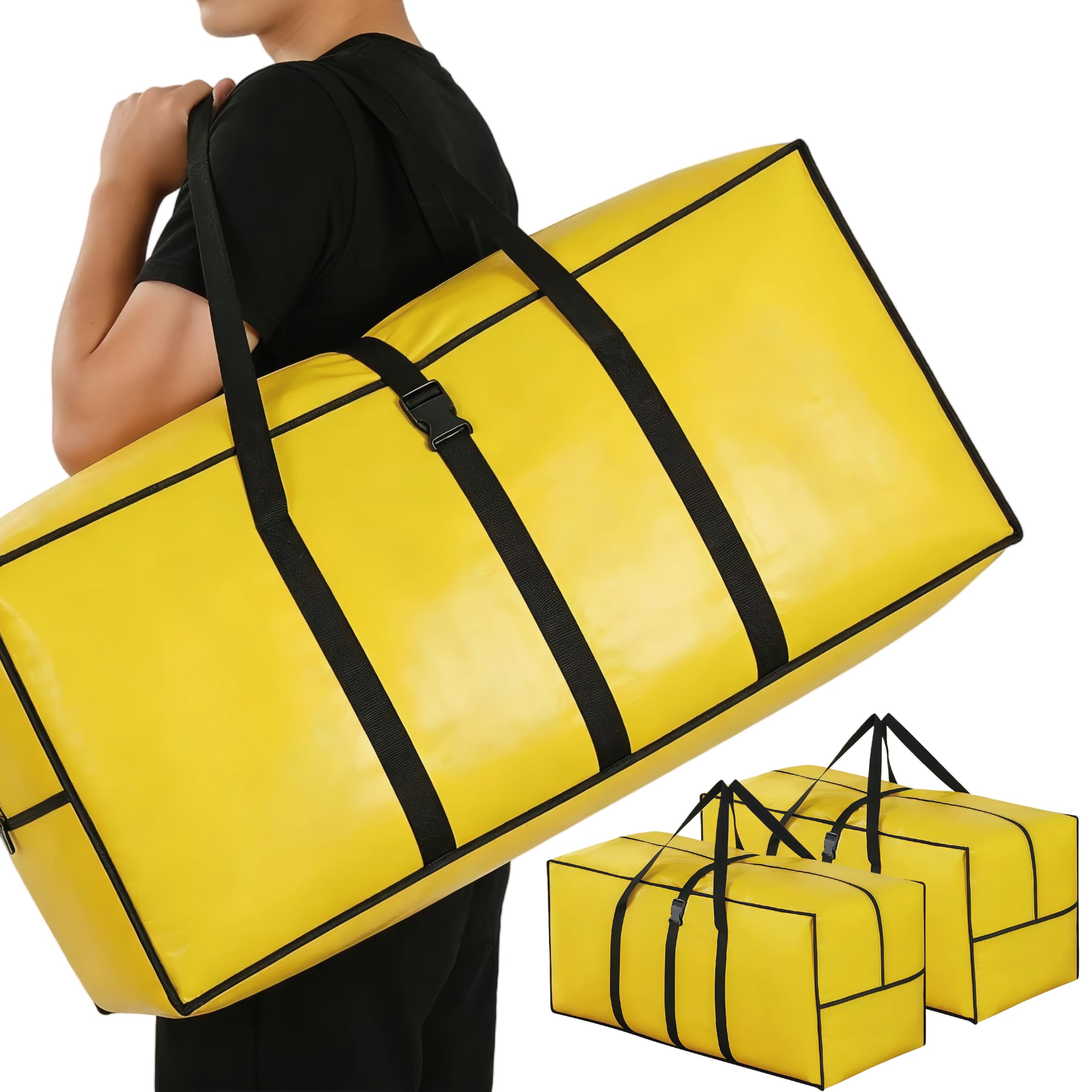 2 Pack Moving Bags and Storage Bags - 92L Heavy Duty Moving Boxes with Reinforced Bottom & Wrap-Around Handles, Tear-Resistant Reusable Larege Packing Bags for Home, College Dorm, Christmas Decor