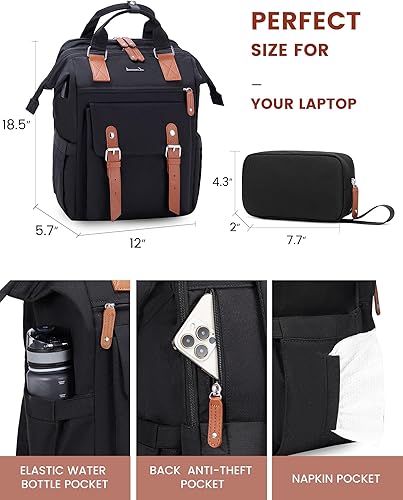 Miniatura 7 de LOVEVOOK Mochila para laptop para mujer, mochila de trabajo para profesores con compartimento para laptop, bolsas de enfermera, mochila para