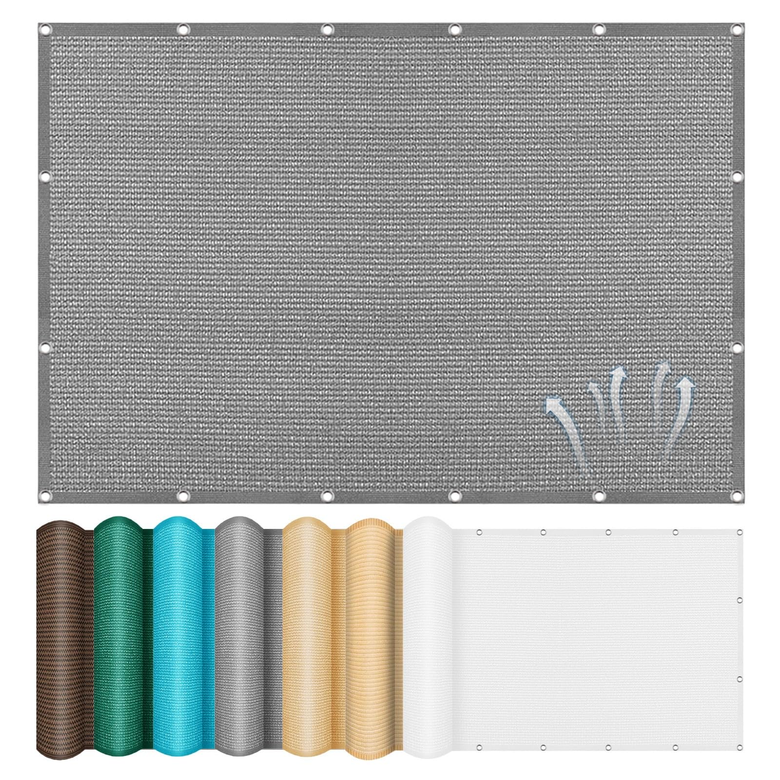 Voile ombrage 4x4.6m gris clair anti-UV avec cordes