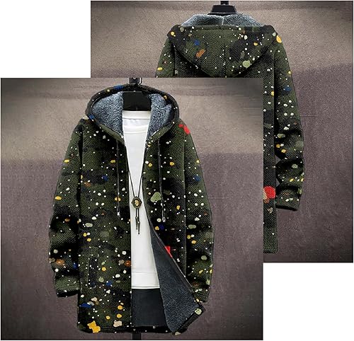 Miniatura 4 de Cárdigan con capucha de camuflaje para hombre, con cremallera, chaquetas largas con capucha de camuflaje a la moda de forro polar para hombres