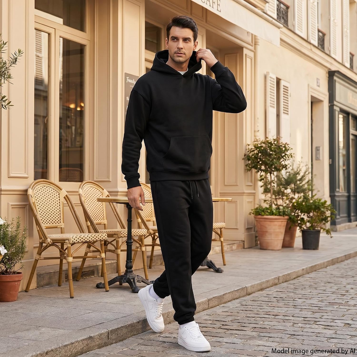 ENOSKY Men 2 Piece Sweatsuit, Soft Long Sleeve Tracksuit Casual Outfits | Soft Fabric,Loose Fit, Long Sleeve Pullover and Jogger Pants, 2 Piece Loungewear Set for Workout, Vacation, Travel