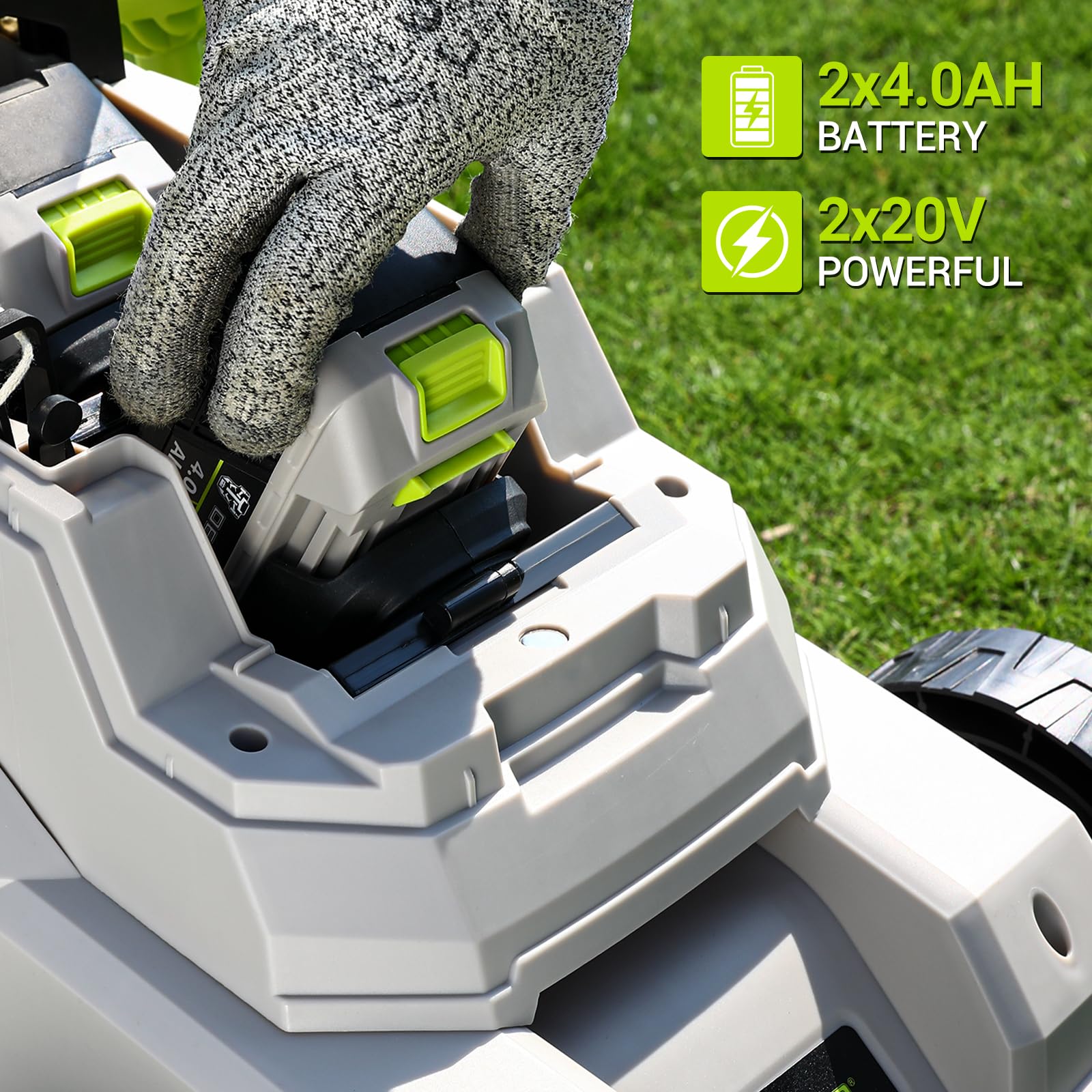 DEKO Tagliaerba a Batteria 40V, Brushless, Larghezza di Taglio 38 cm