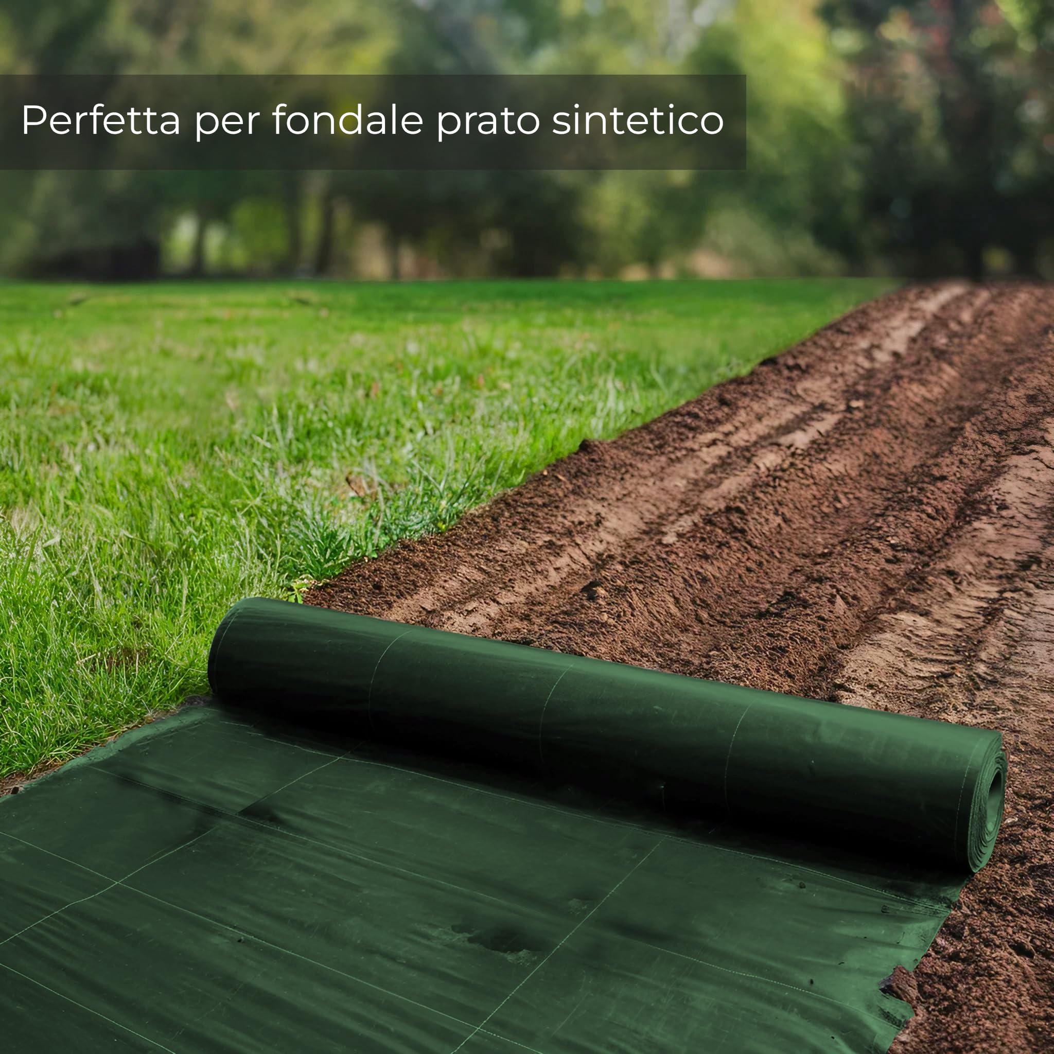 AEFFE Telo Rete Pacciamatura 100 gr/mq in Rotoli, Tessuto Anti Erbacce, Permeabile all'Acqua, Ideale per Ancoraggio Prati Sintetici, Orto, Giardino, Nero e Verde (1,5 x 10 Metri, Verde)