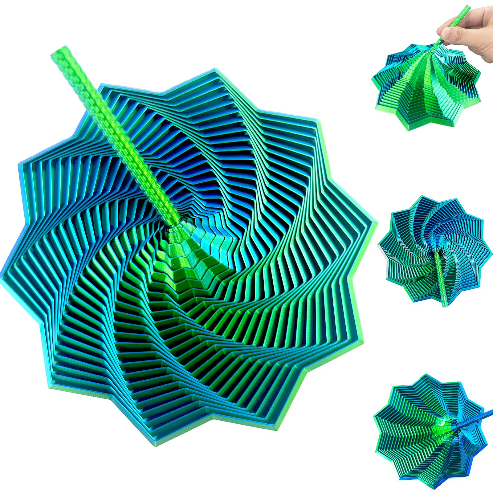 14,5 cm Fractal Fidget Hexagon 3D, antystresowe zabawki Fidget, zabawki antystresowe dla dorosłych i dzieci, gry sensoryczne autyzm, sześciokątna geometryczna zabawka sensoryczna (zielony)