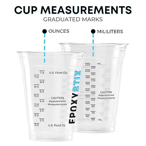 Miniatura 2 de Paquete de 1000 unidades Vasos graduados desechables de 8 onzas para mezclar resina epoxi, medidas en ml y onzas, pintura reutilizable multiusos,