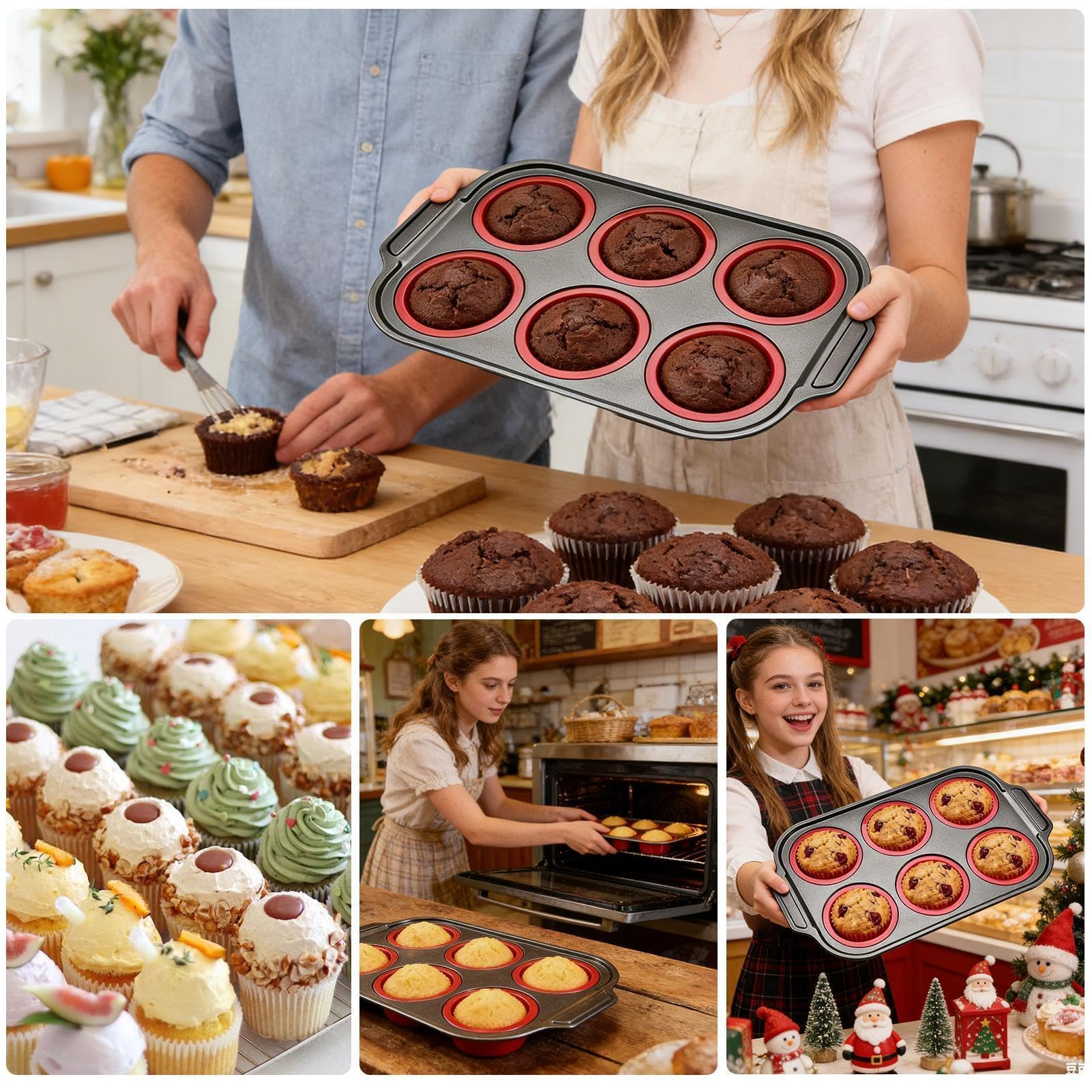 Moule à muffins et cupcakes en silicone antiadhésif