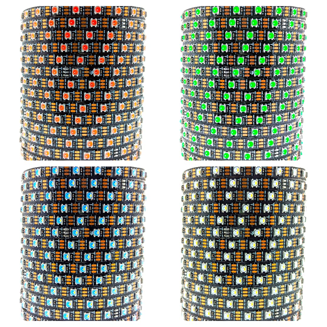 Tira de luz LED direccionable individualmente, RGBW RGBCW, SK6812, rollo de 5 m, 60 píxeles por metro, 150 en total, PCB negro, 5 V CC, IP20