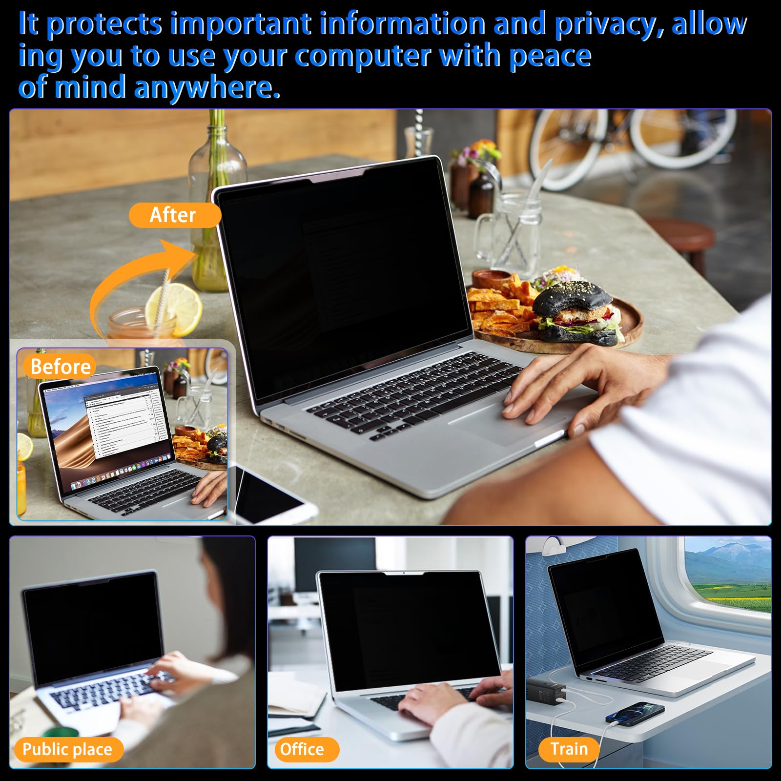 Filtro Magnetico Privacy per 15.6 Pollici 16:9, Pellicola Protettiva Rimovibile Schermo, Anti Luce Blu Antiriflesso, Anti-Spia per HP/dell/Acer/Lenovo/Thinkpad/ASUS/Sony