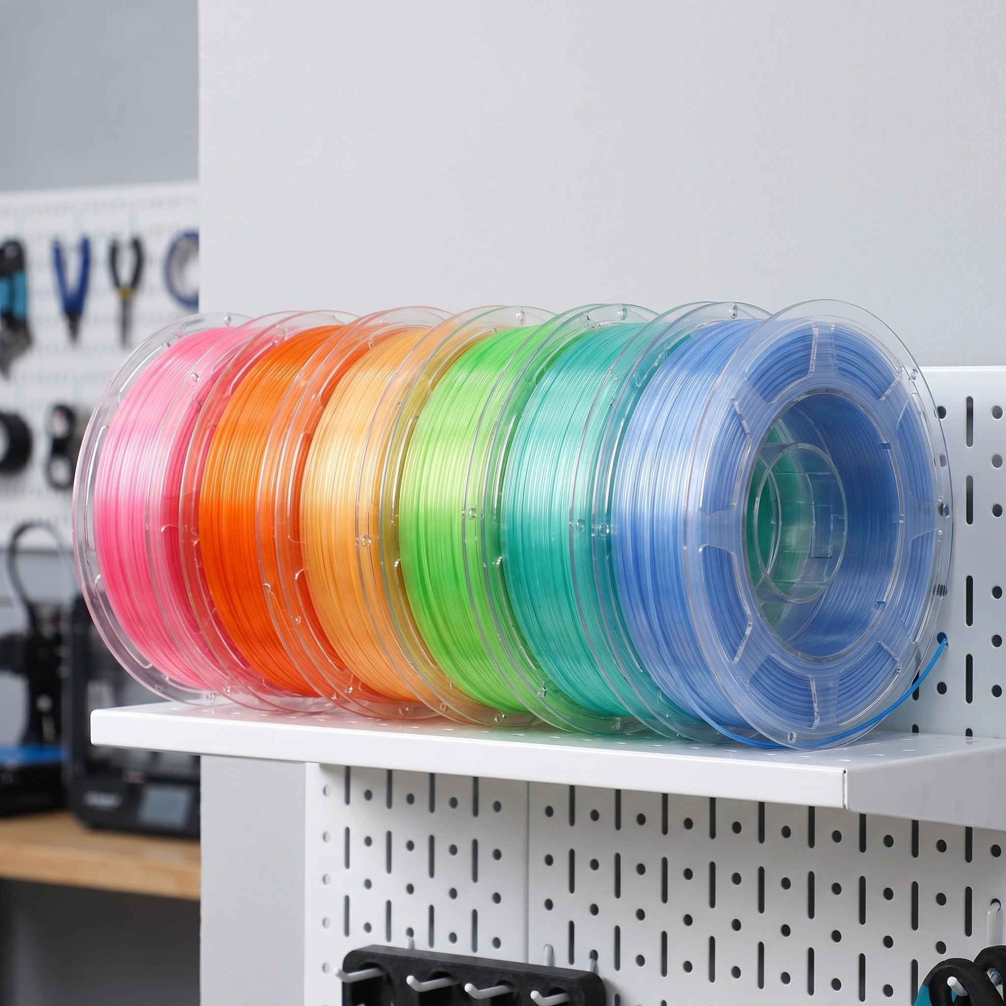 ibasenice 6 rollos de filamento PLA translúcido pastel de 1,75 mm - Paquete de filamento PLA multicolor transparente de 200 g - Suministros para impresión 3D para oficinas, escuelas y proyectos