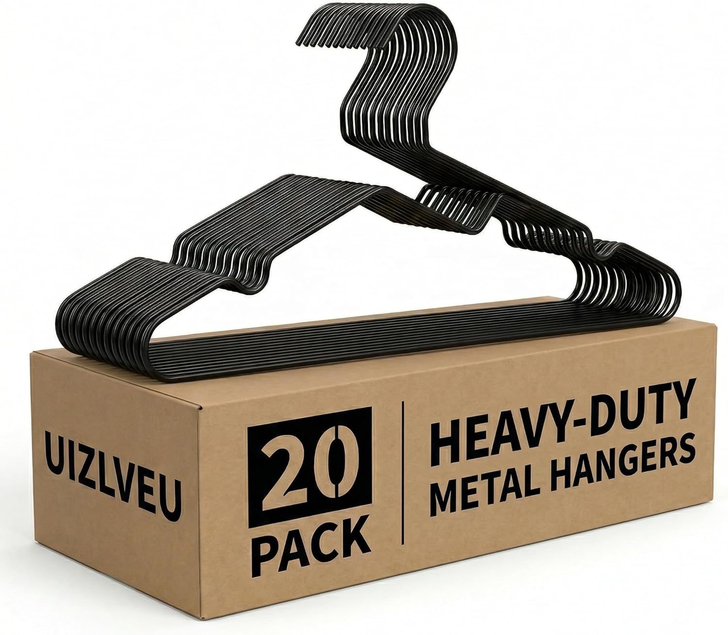 20 Pack 16.5" Metal Hangers for Clothes, Heavy Duty Space Saving Clothes Hangers with S-Shape Easy Slide Slot, Slim Non-Slip Wire Hangers for Suit, Coat, Shirt, T-Shirts, Skirts （Matte Black）