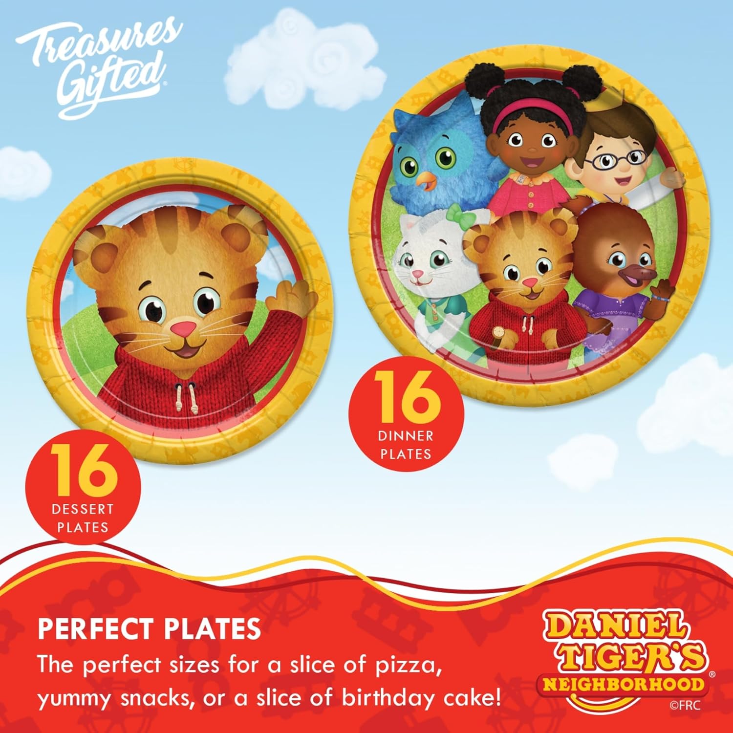 Treasures Gifted Officially Licensed Daniel Tiger Birthday Party Supplies - Serves 16 Guests - Complete Set Daniel Tiger Party Decorations - Tablecloth, Banners, Plates & Napkins