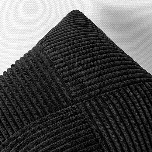 Miniatura 4 de Topfinel Juego de 2 fundas de almohada decorativas de color negro amarillo de 12 x 12 pulgadas, fundas de almohada de pana suave con textura de