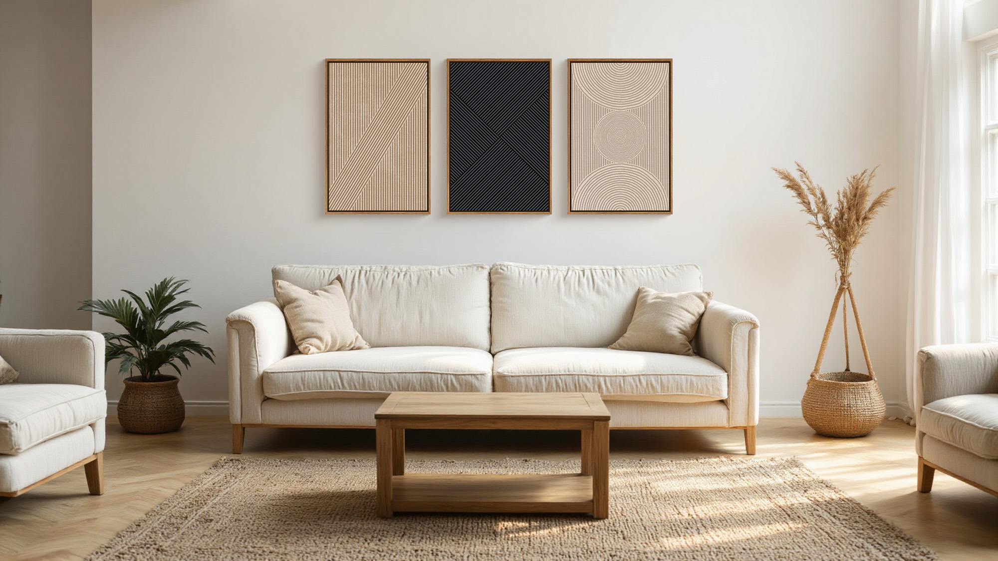 Amazon.com: Ausril 3 Pcs Neutral Abstract Framed Wall Art, Mid