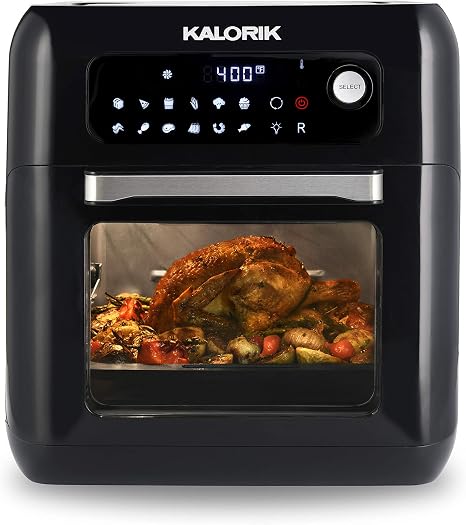 Amazon.com: Kalorik AFO 44880 BK 6 QT XL horno de freidora de aire con 13  en 1 opciones de cocción, 20 recetas y 9 accesorios incluyendo asador  (renovado) : Hogar y Cocina