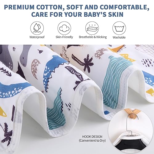 Miniatura 4 de Cambiador de pañales para bebé, tapete de cambio de dinosaurio, 3 capas, impermeable, plegable, absorbente, para mujeres, almohadillas reutilizables