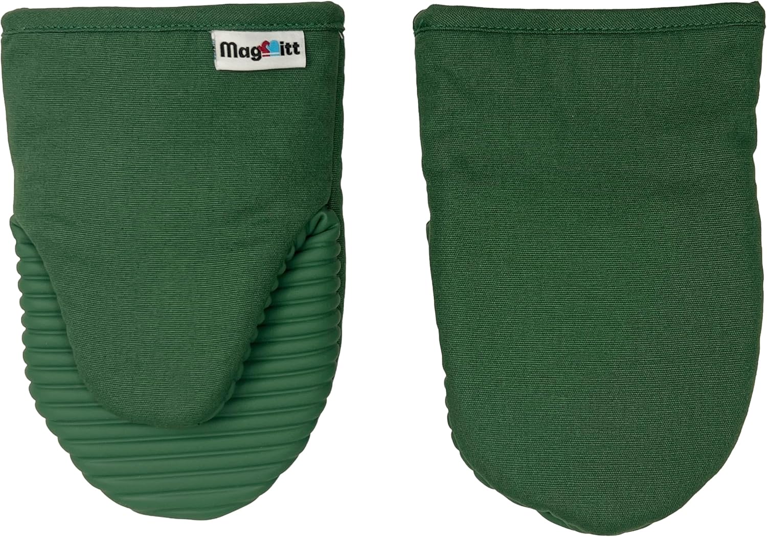 Magnetic Oven Mitts 3 Piece Set with Pot Holder, Ribbed Silicone Grip, Heat Resistant to 500F, Magnetic Storage, Premium Cotton Canvas, Non-Slip for Cooking, Baking & BBQ (Basil Green)