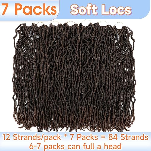 Miniatura 5 de Rastas de pelo sintético de ganchillo de 22 pulgadas, color marrón degradado, 7 paquetes de cabello de ganchillo preanudado para mujeres negras (22