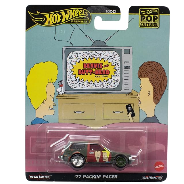 Hot Wheels Modelo de coche 77 Packing Pacer Beavis - Die Cast escala 1:64 - Longitud 7 cm - HVJ43