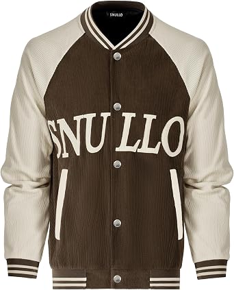 Men's Varsity Jacket Casual Baseball Bomber Jackets Buckle Style Relax Fit